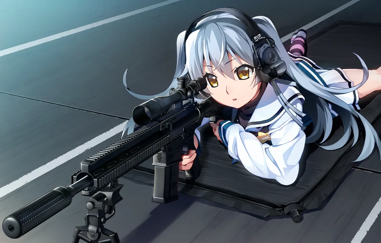 Photo wallpaper girl, weapons, anime, Grisaia: Phantom Trigger