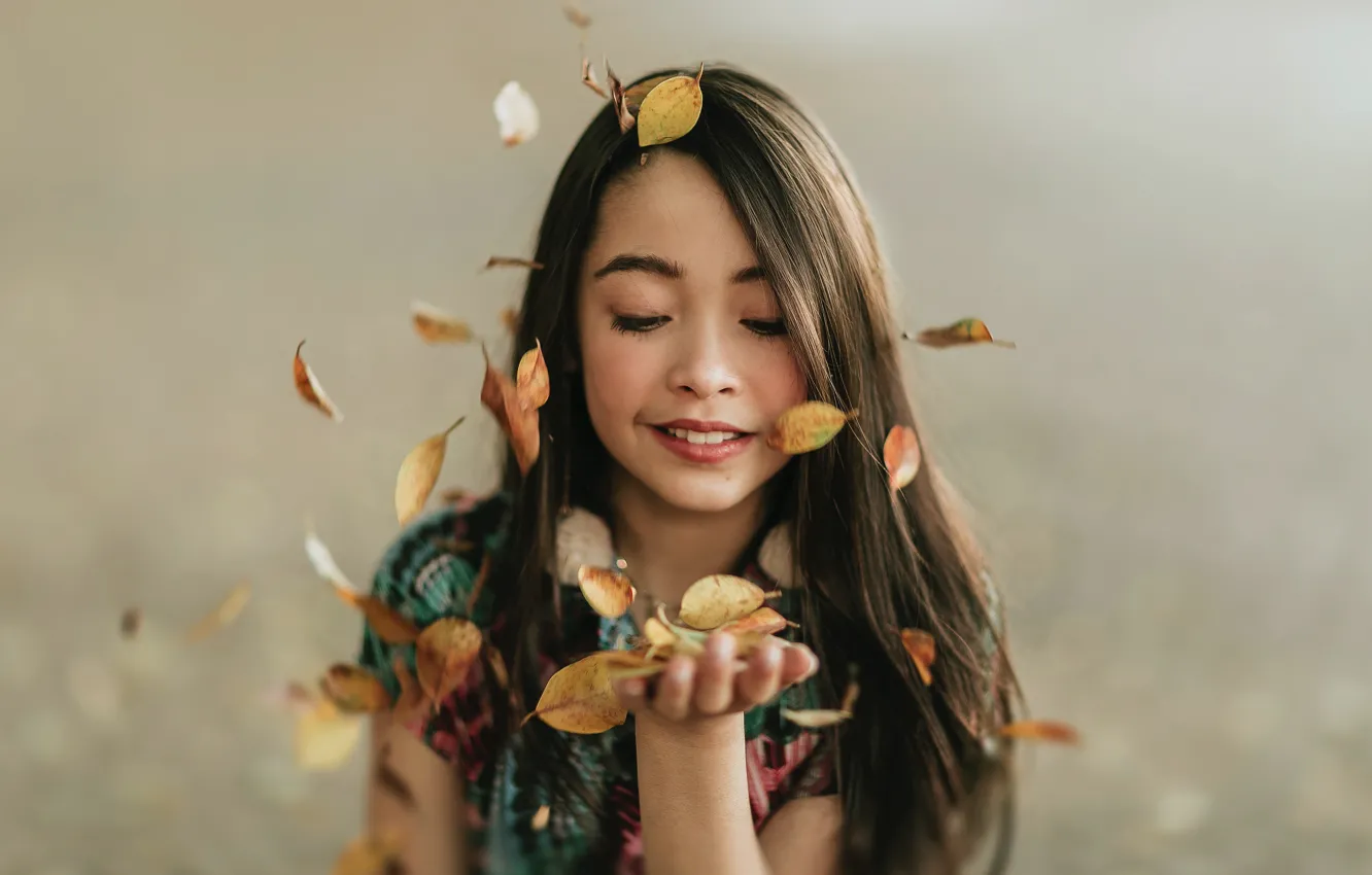 Photo wallpaper smile, foliage, smile, charm, foliage, charm, young beauty, young beauty