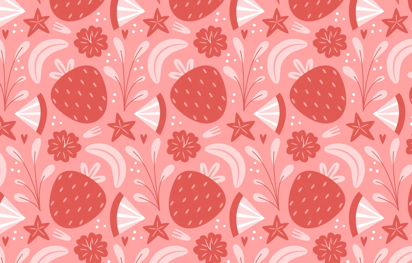 Photo wallpaper flowers, berries, texture, strawberry, pattern, bananas, citrus, fruit