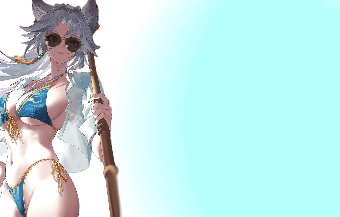 Photo wallpaper girl, hot, sexy, fox, boobs, anime, pretty, babe