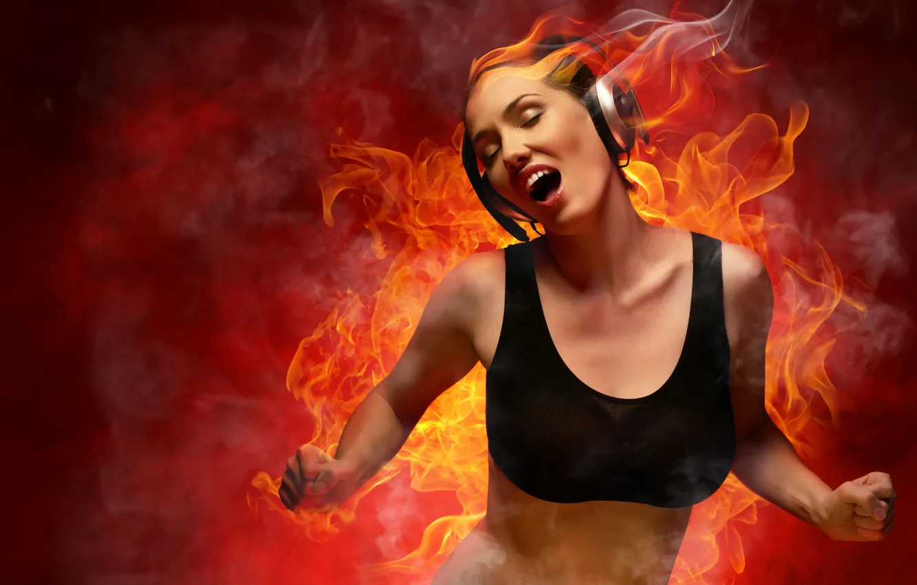 Photo wallpaper lights, mood, dance, headphones