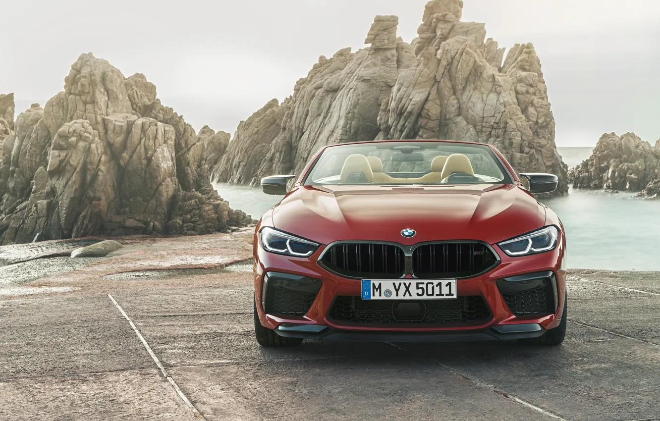 Photo wallpaper BMW, supercar, front view, Cabrio, Competition, 2019, BMW M8, F91