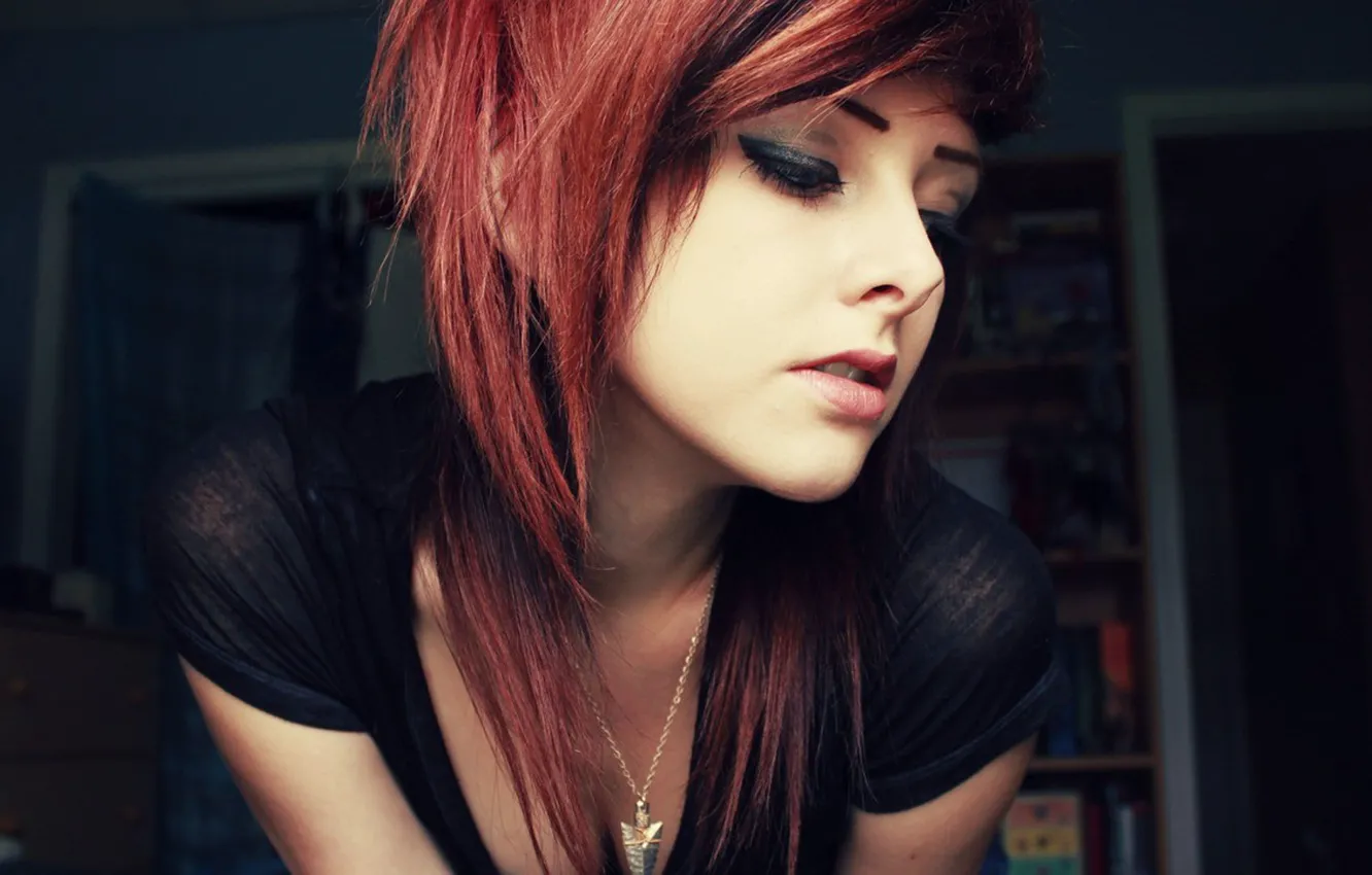 Photo wallpaper Girl, Look, Red hair