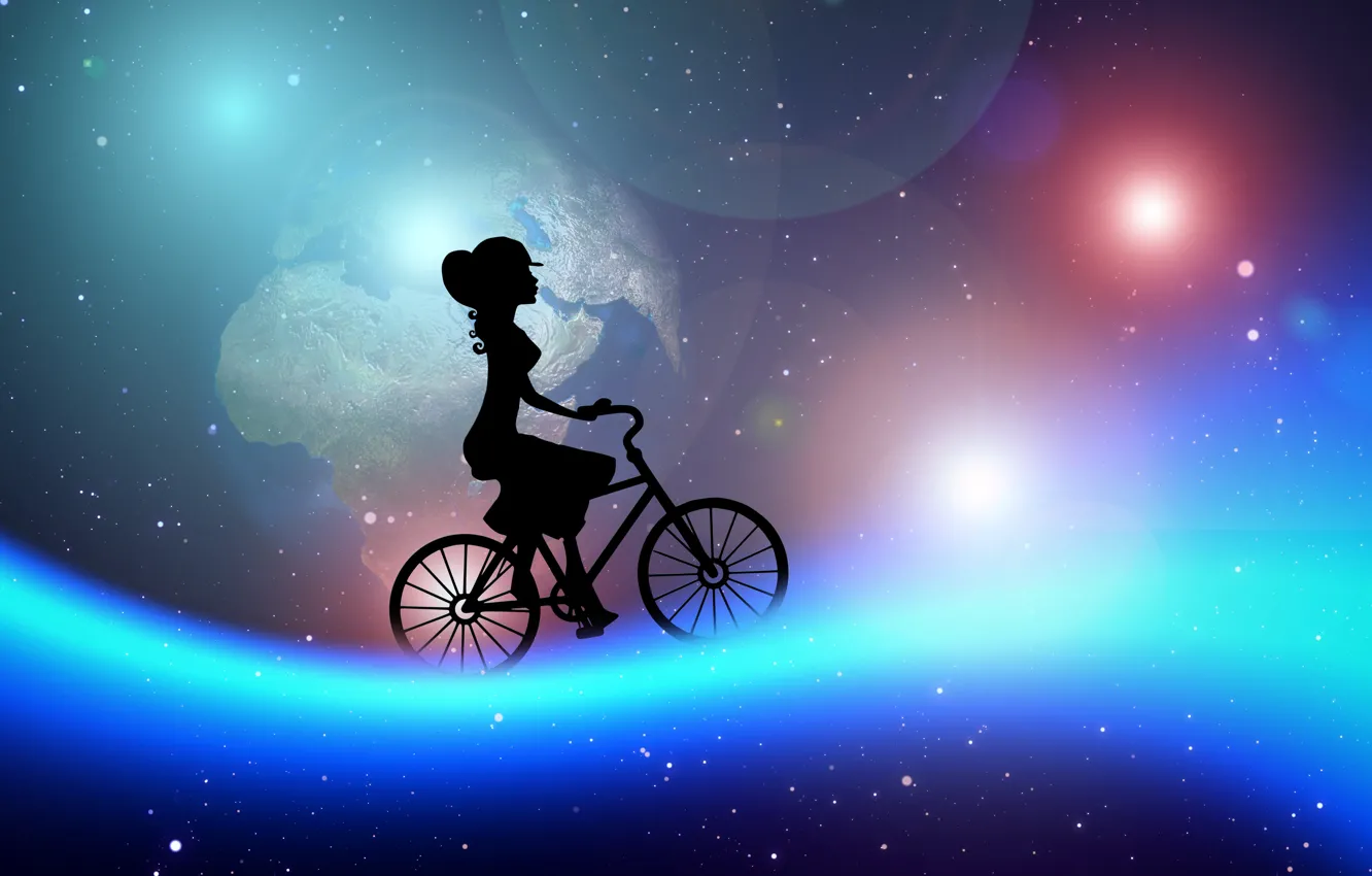 Photo wallpaper girl, bike, dreams