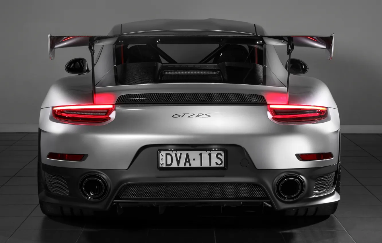Photo wallpaper lights, 911, Porsche, rear view, 2018, GT2 RS