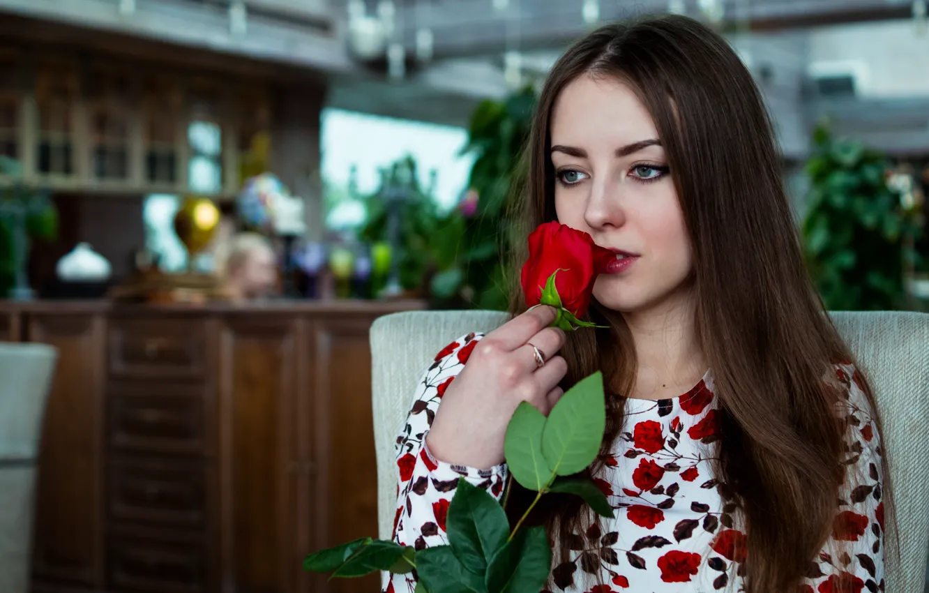 Photo wallpaper red, girl, summer, fashion, dress, food, model, pretty