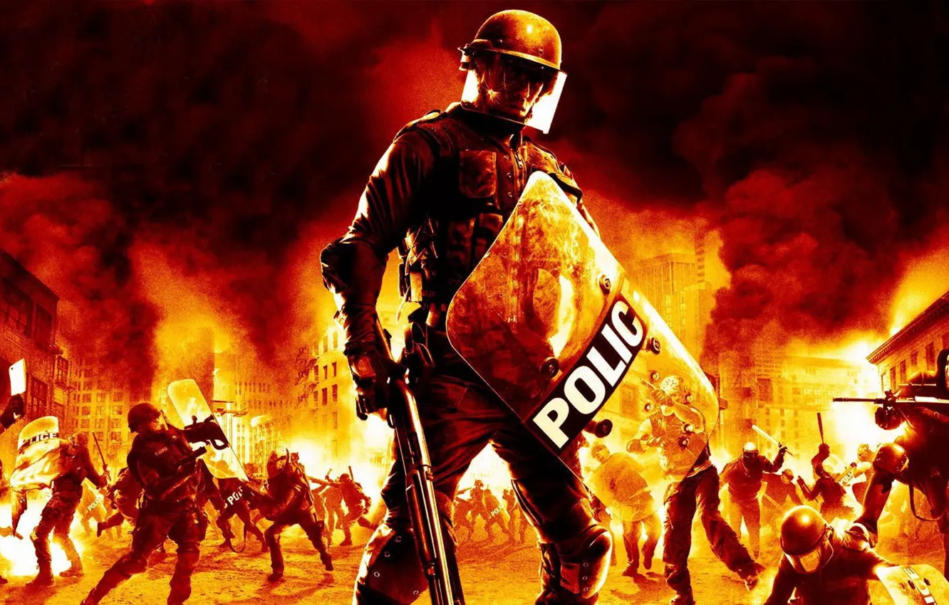 Photo wallpaper Urban Chaos: Riot Response, first-person shooter video game, The first-person shooter