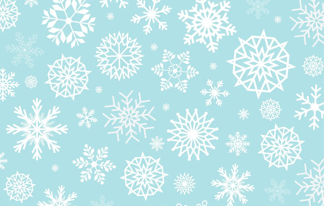 Photo wallpaper winter, snowflakes, background, blue, Christmas, blue, winter, background