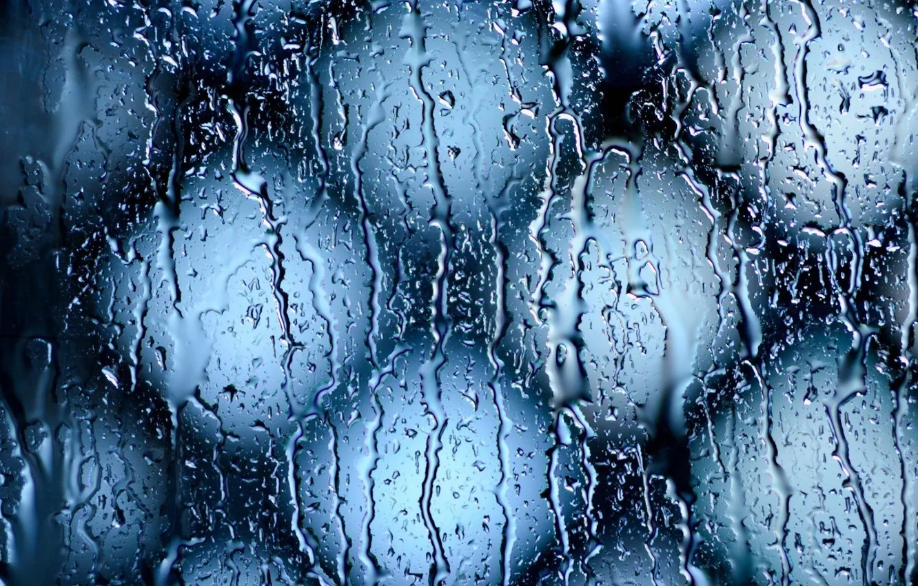 Photo wallpaper glass, water, drops, light, rain, stream, the shower