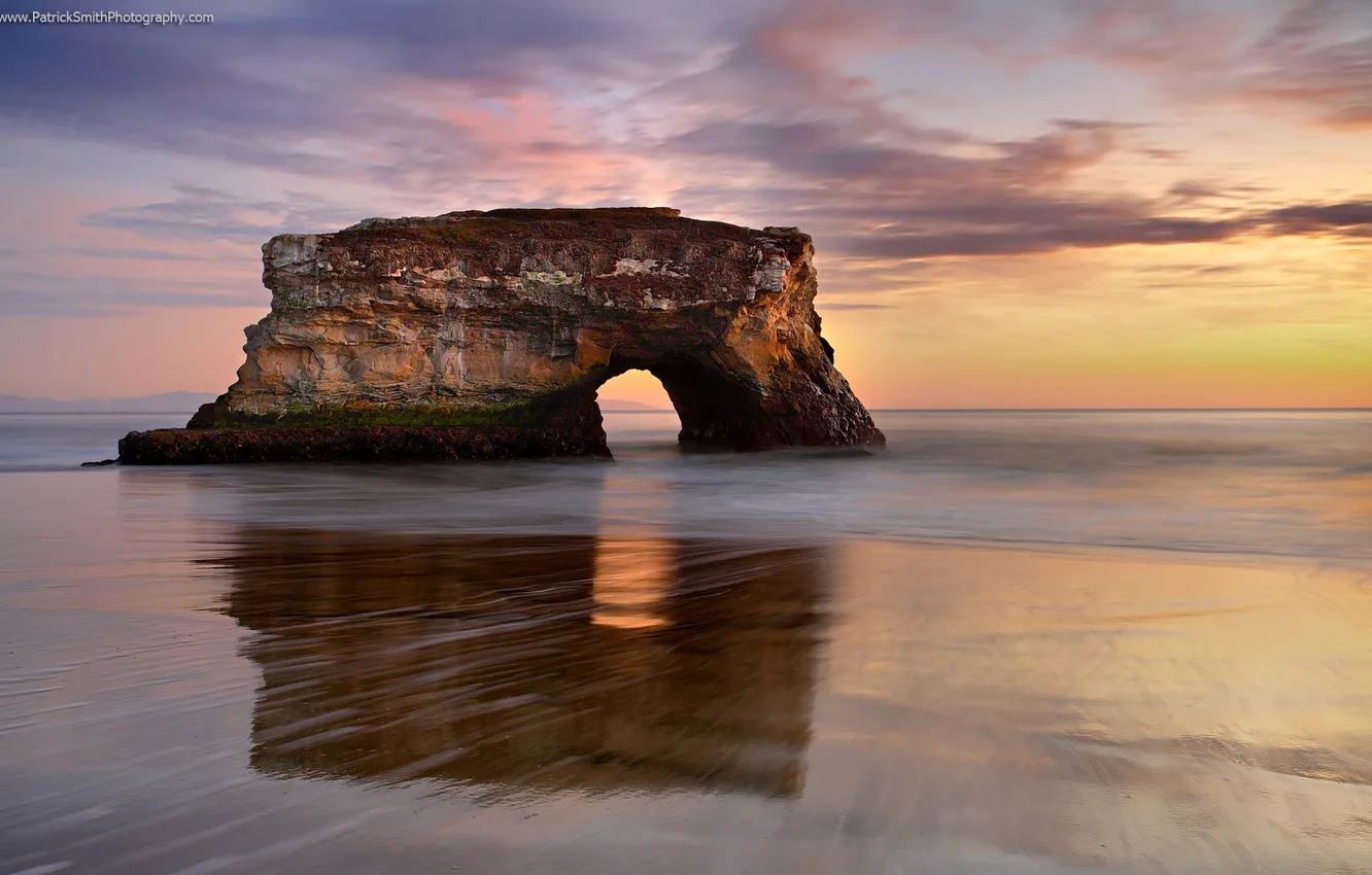 Photo wallpaper sea, the sky, clouds, rocks, arch