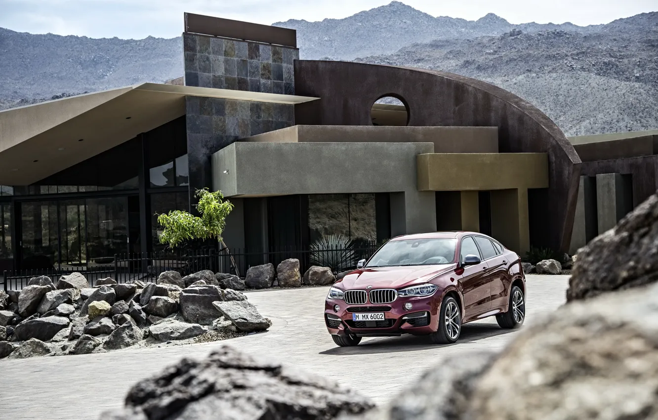 Photo wallpaper mountains, stones, BMW, X6 M