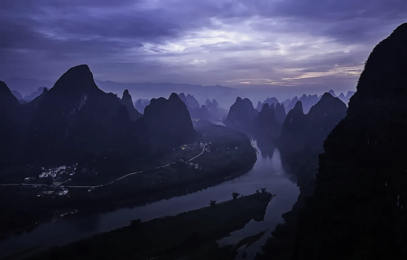 Photo wallpaper dawn, China, morning, China, morning, sunrise, Guilin, Guilin