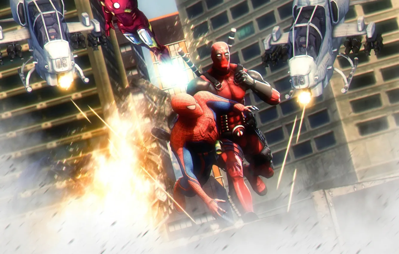 Photo wallpaper Deadpool, Marvel Comics, Spider-Man, Peter Parker