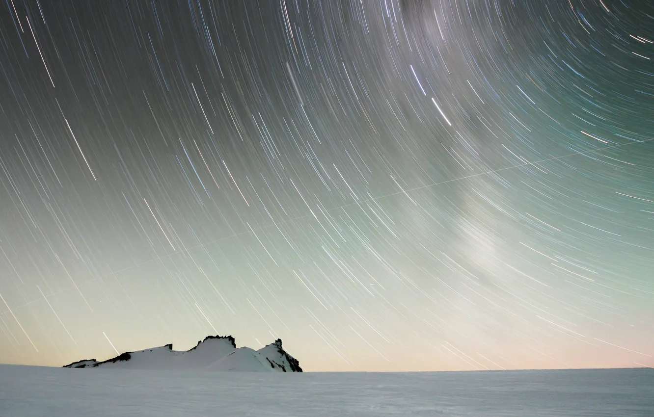 Photo wallpaper snow, night, Stardust