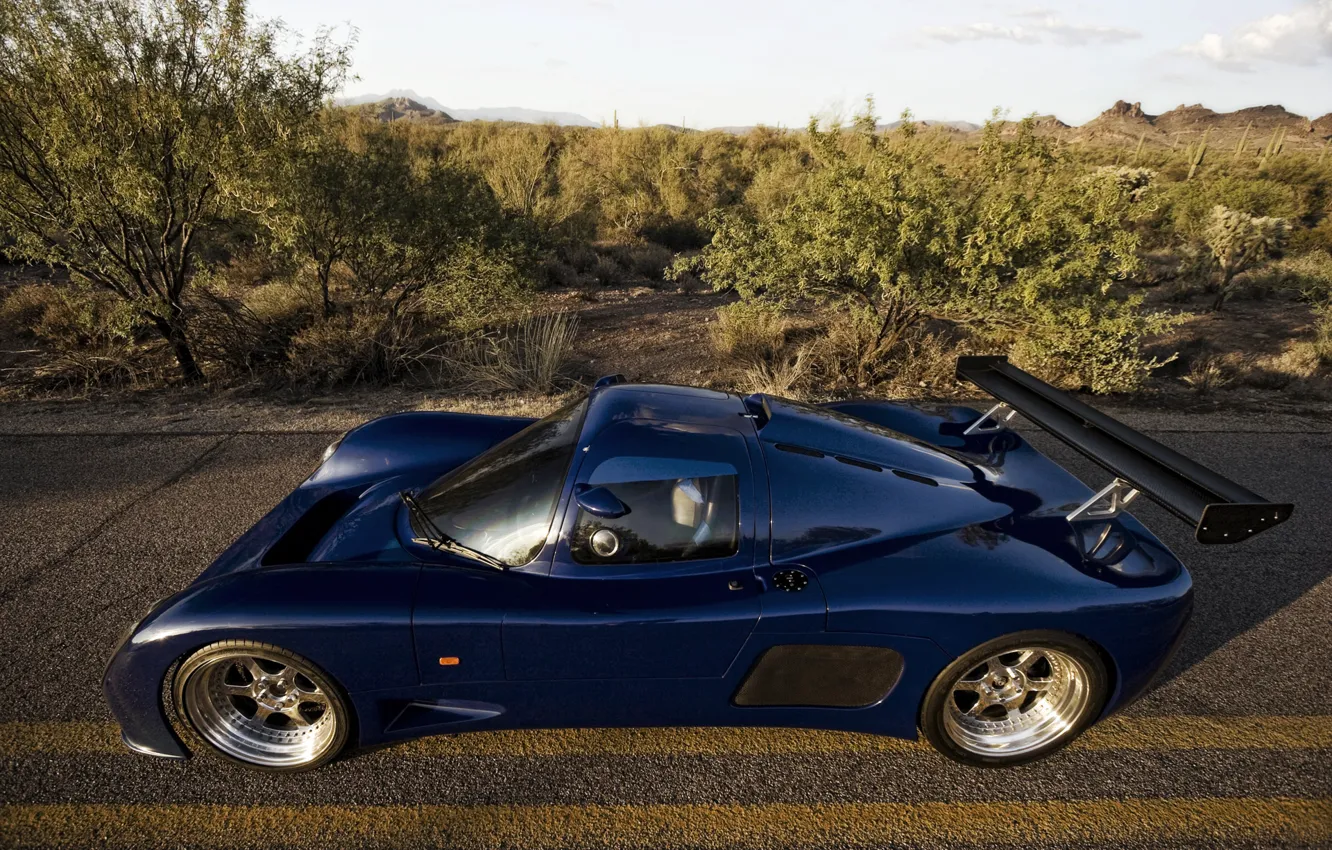 Photo wallpaper Sky, Blue, Road, Supercar, Trees, Desert, GTR1, Ultima