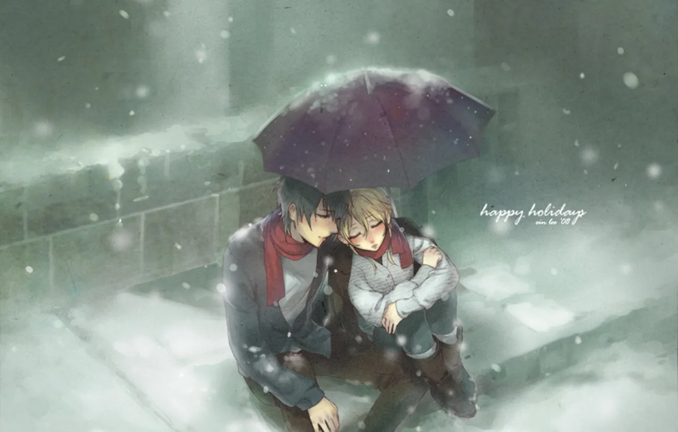 Photo wallpaper love, umbrella, a couple, Dodge