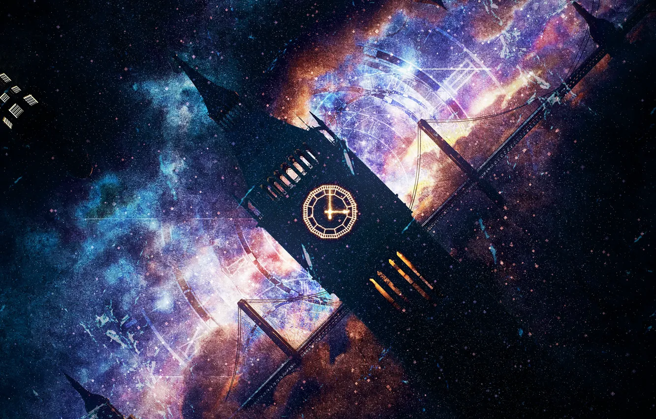 Photo wallpaper fiction, watch, tower, dial