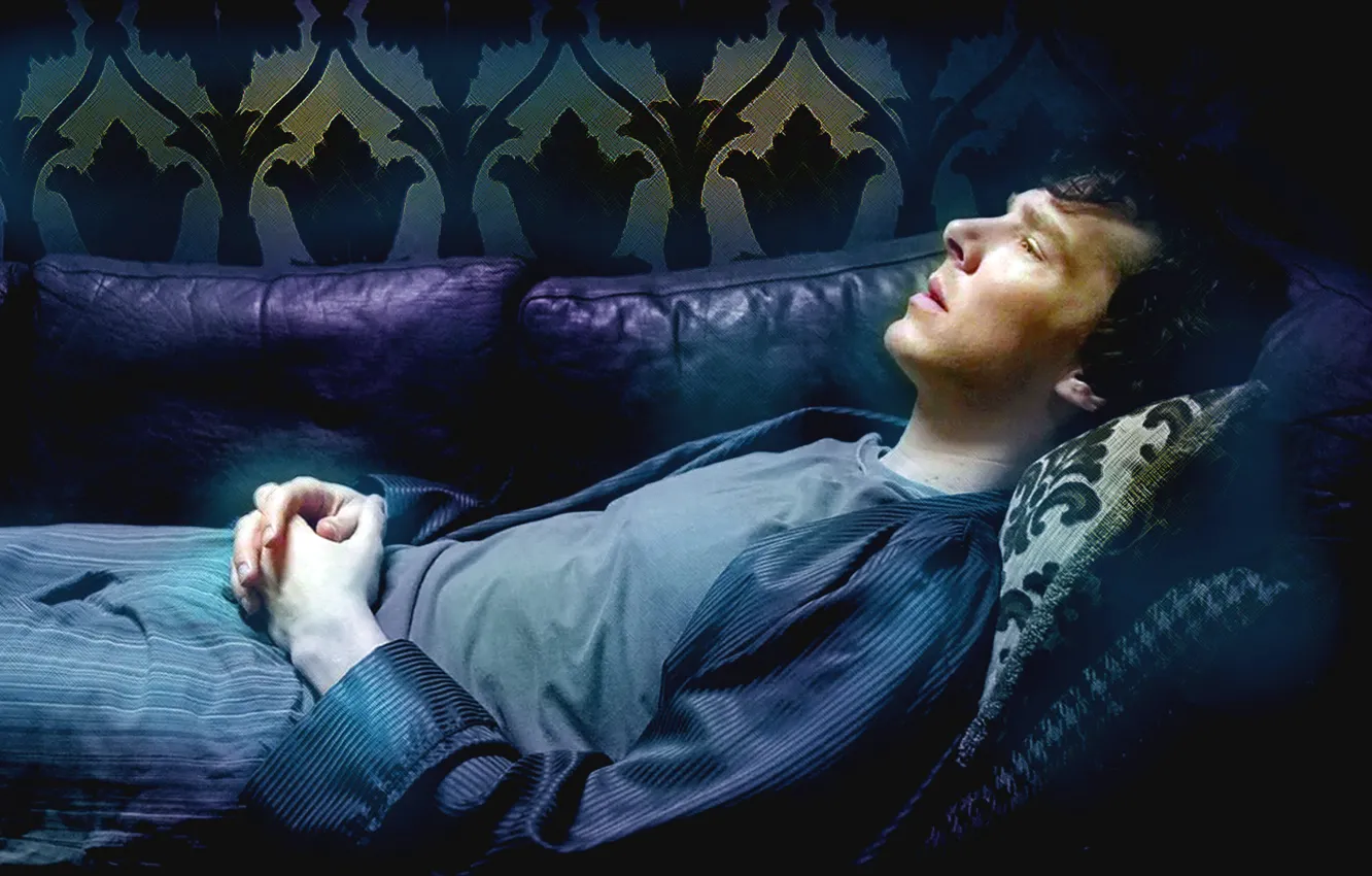 Photo wallpaper sofa, reflections, Benedict Cumberbatch, Sherlock, Sherlock BBC, Sherlock Holmes, Sherlock (TV series)