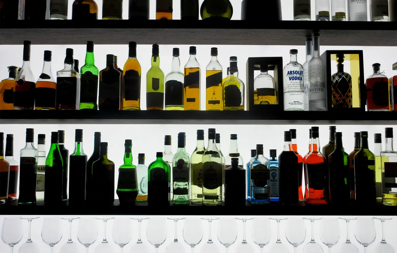 Photo wallpaper background, glasses, bottle