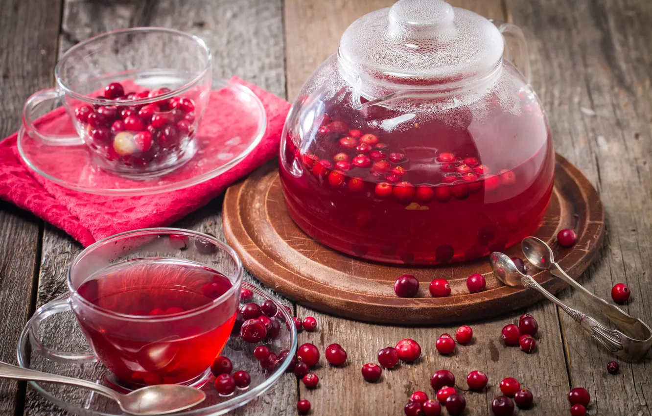 Photo wallpaper tea, drink, cranberry