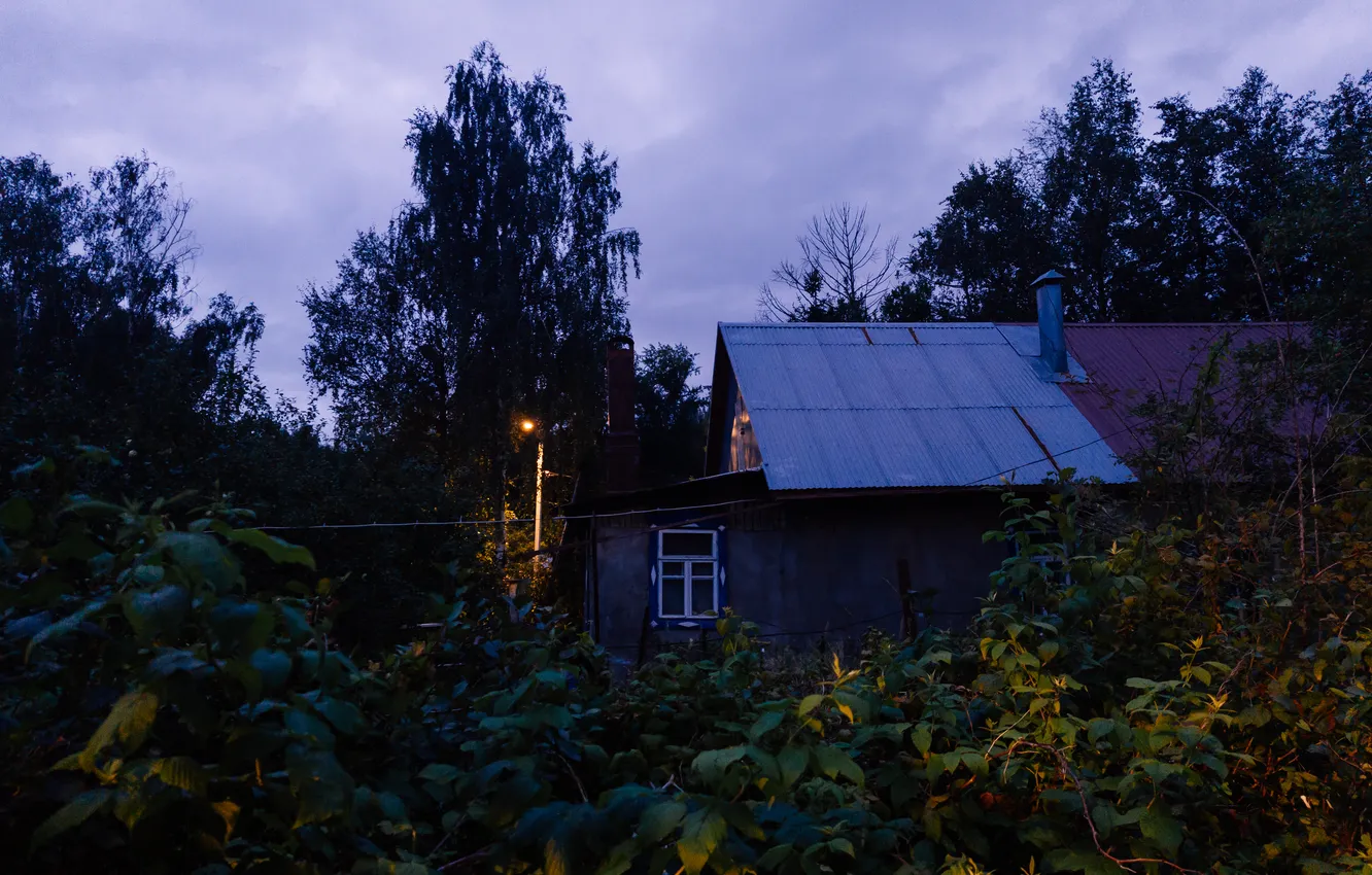 Photo wallpaper summer, the sky, trees, clouds, building, home, the evening, Russia