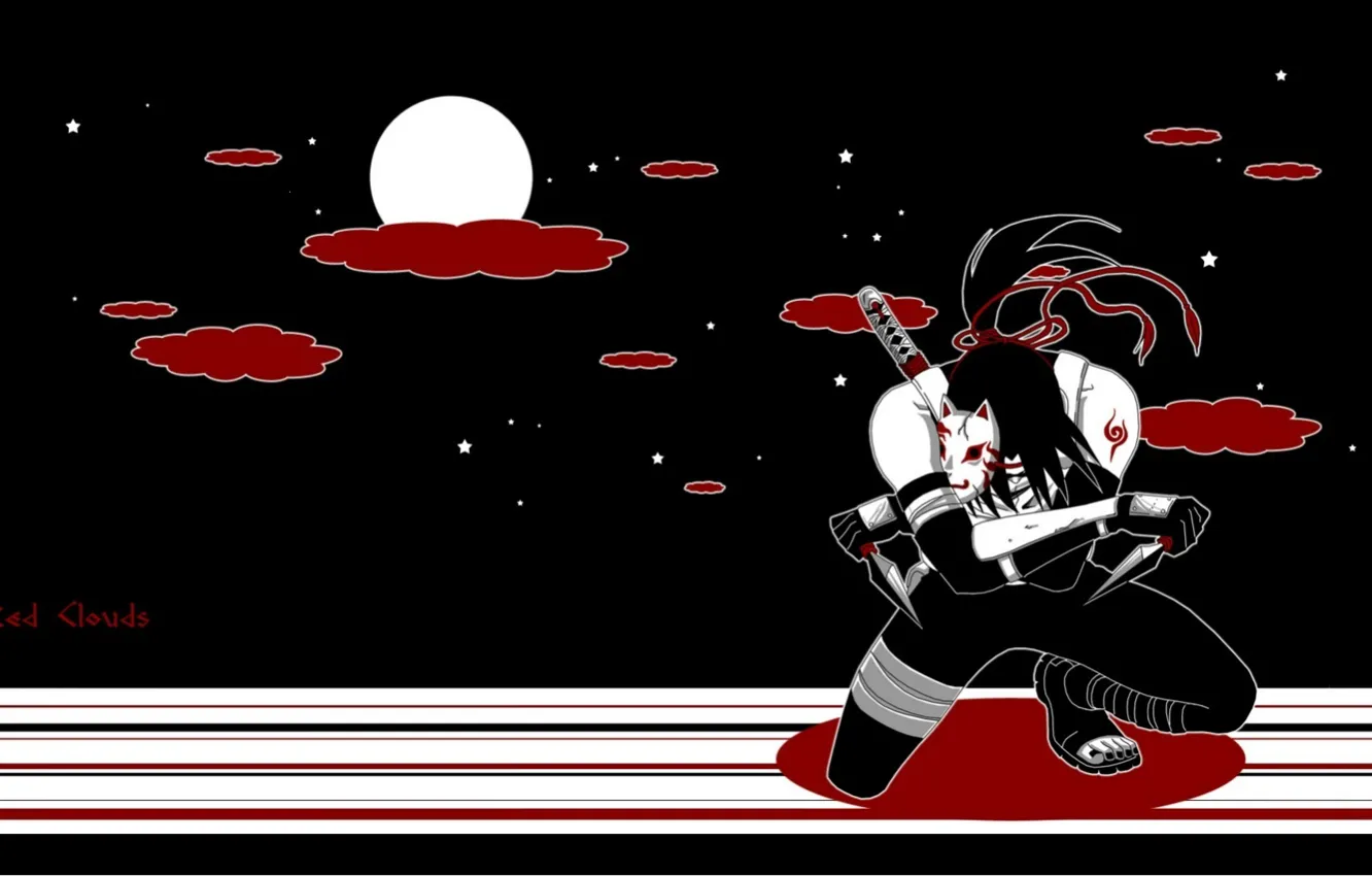 Photo wallpaper night, loneliness, the full moon, naruto, bandages, mercenary, Itachi Uchiha, Naruto Shippuden