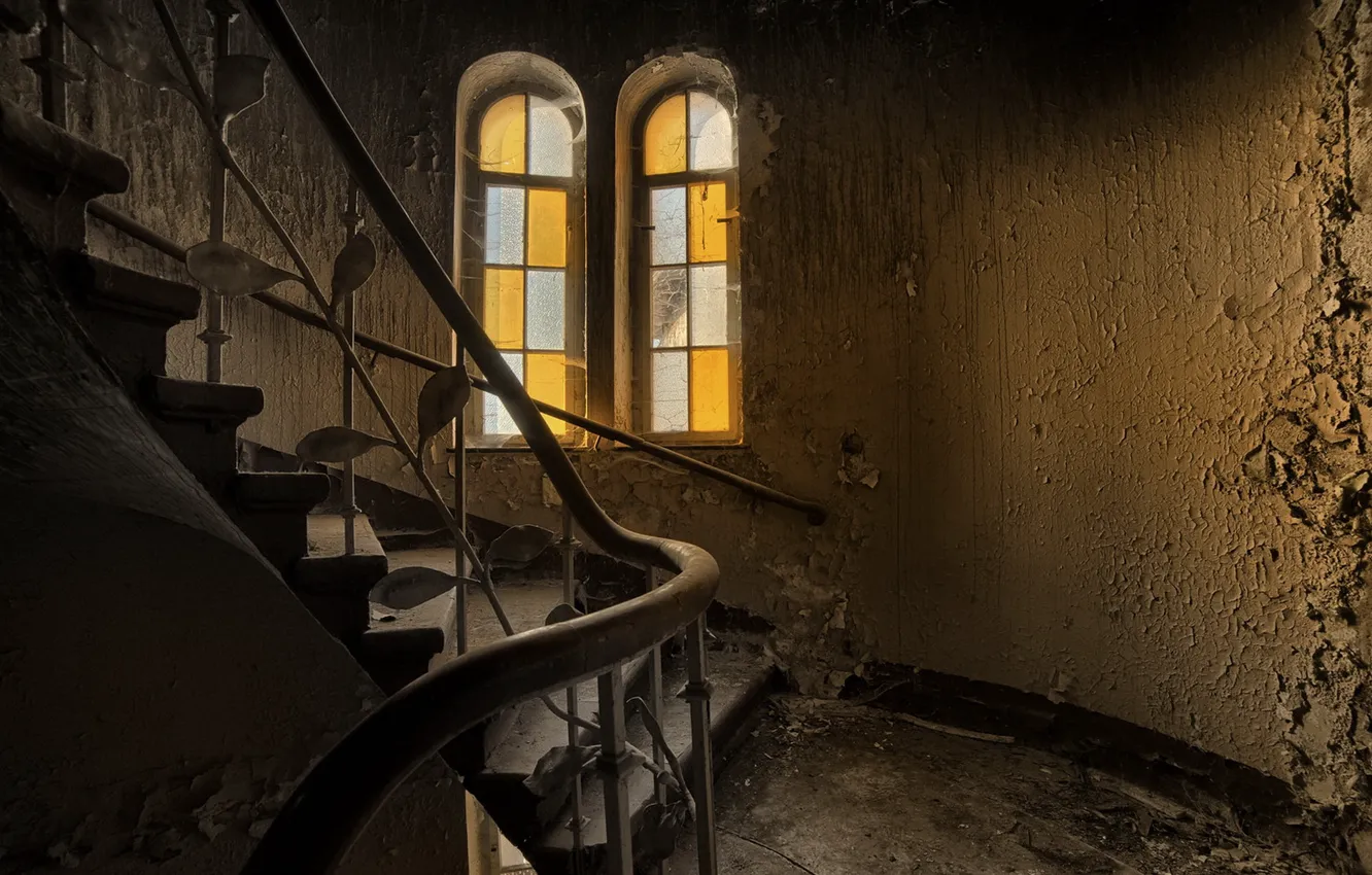 Photo wallpaper wall, window, ladder