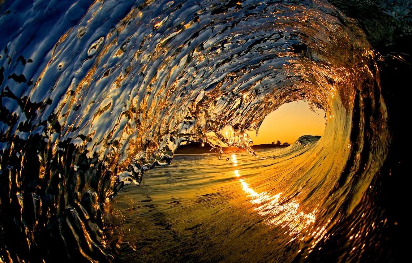 Photo wallpaper sea, light, nature, the ocean, wave, track