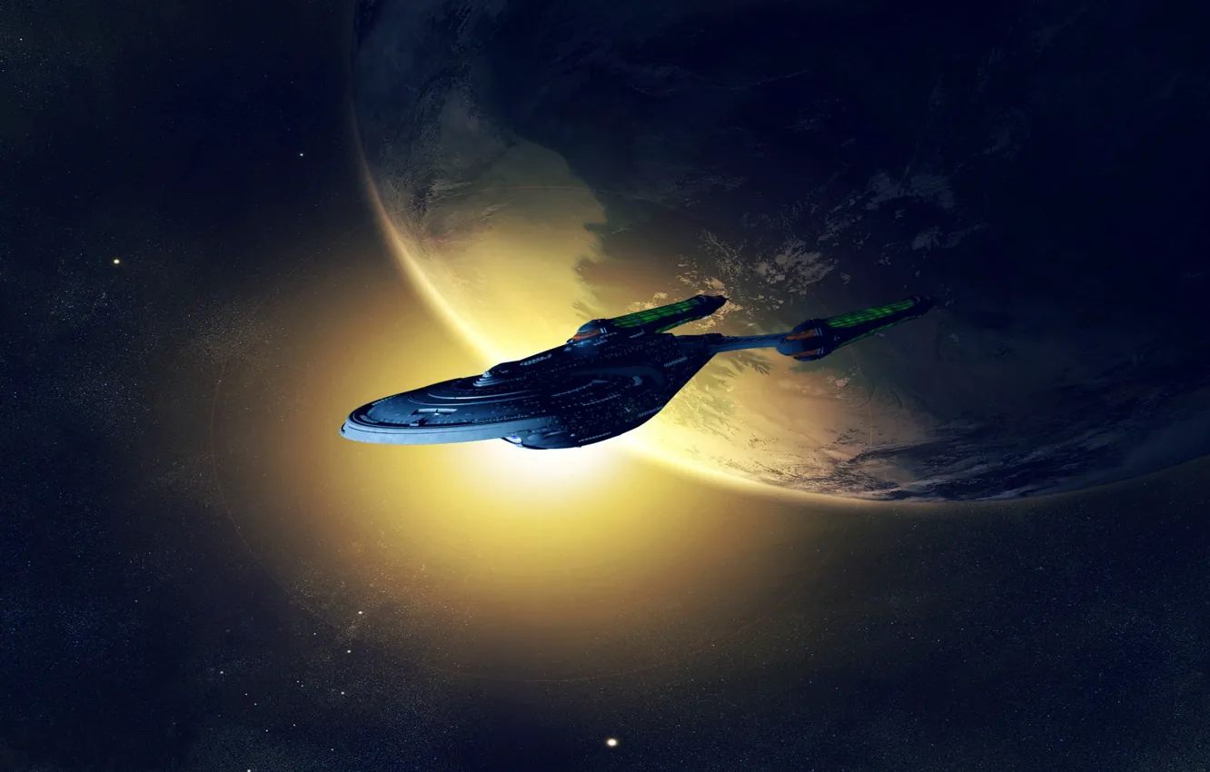 Photo wallpaper light, planet, Star Trek, spaceship