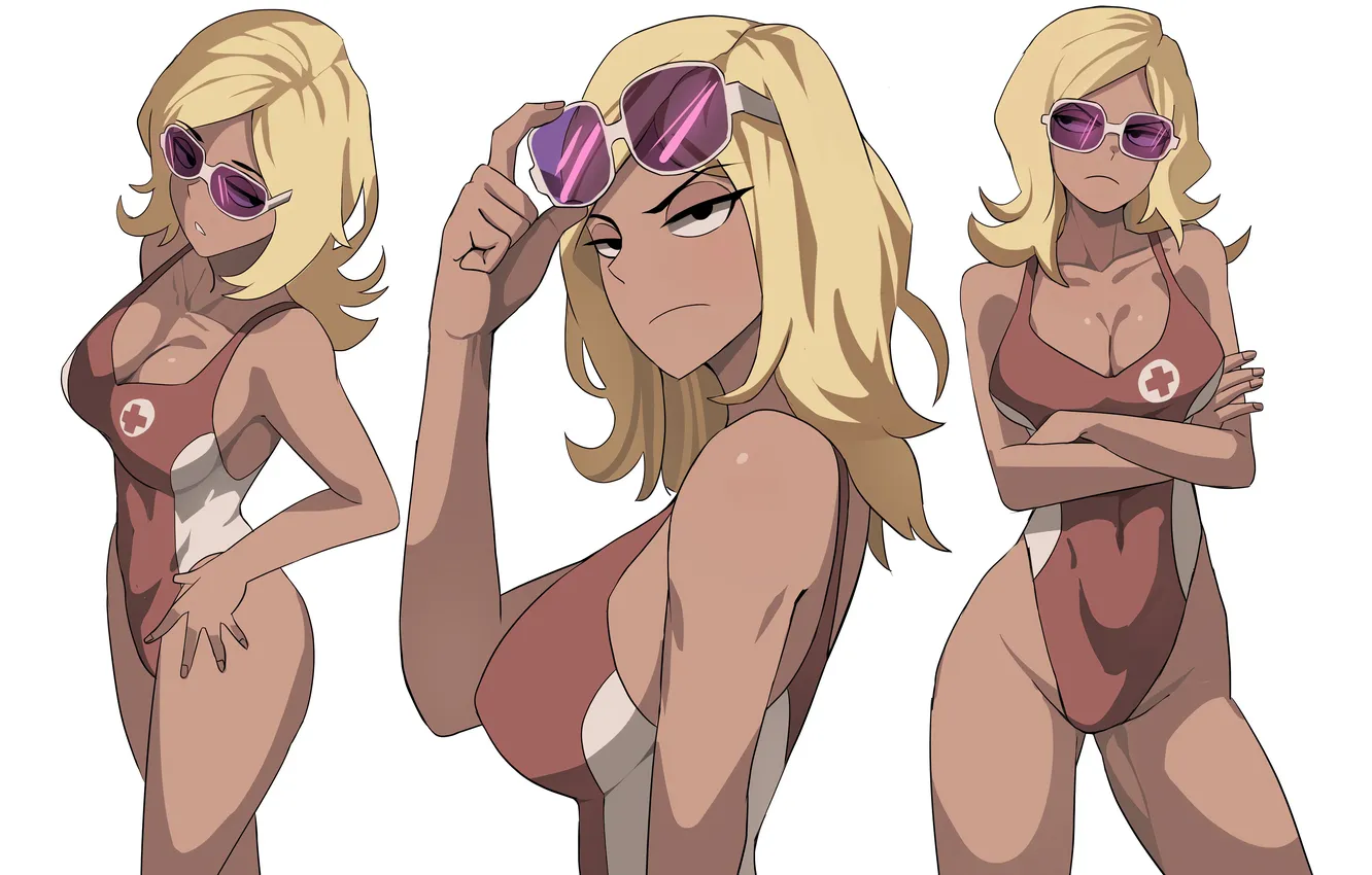 Photo wallpaper girl, sexy, cleavage, long hair, boobs, anime, beautiful, pretty