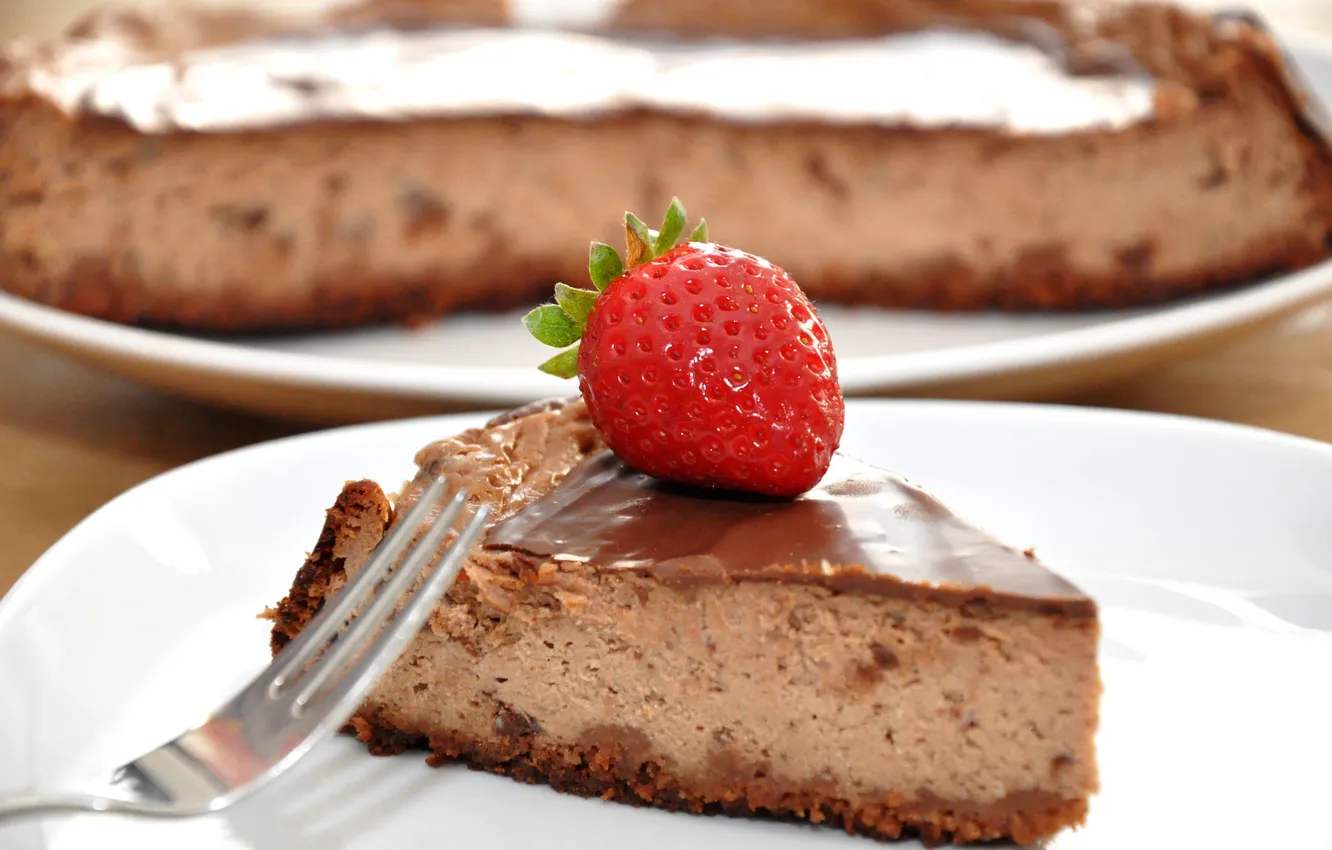 Photo wallpaper berries, strawberry, pie, sweets, cake, dessert, sweet, chocolate