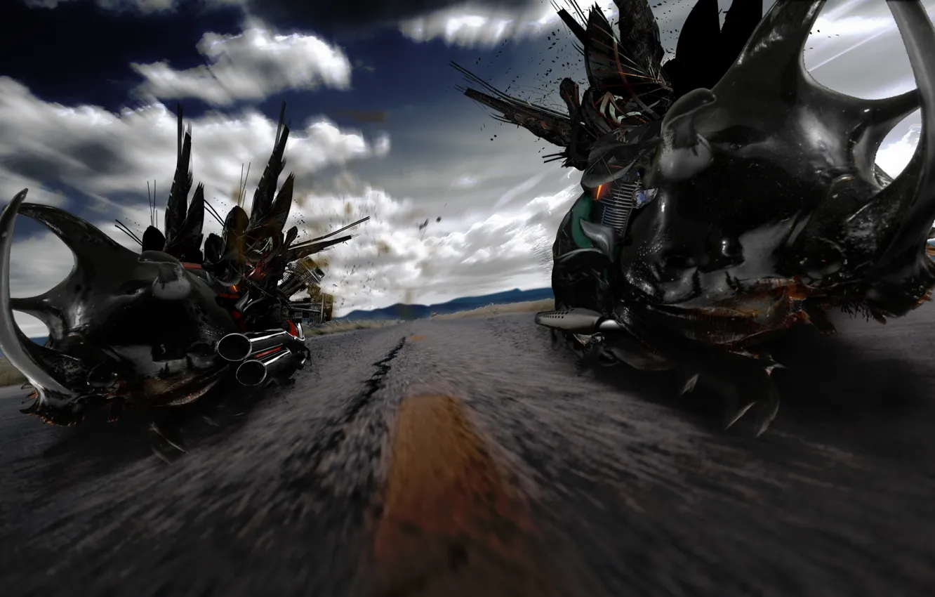 Photo wallpaper speed, bags, roud