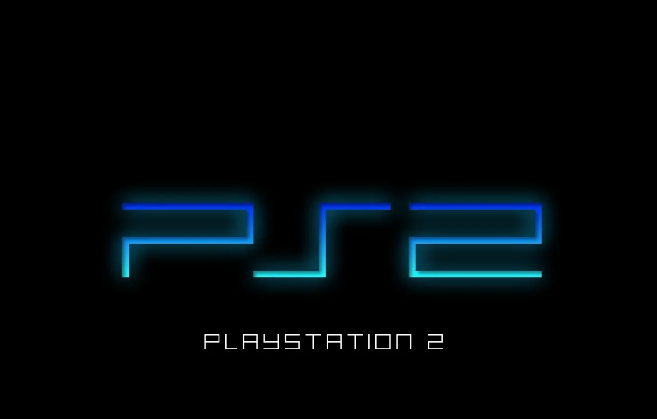 Photo wallpaper the inscription, minimalism, black background, art, PlayStation 2, PS 2