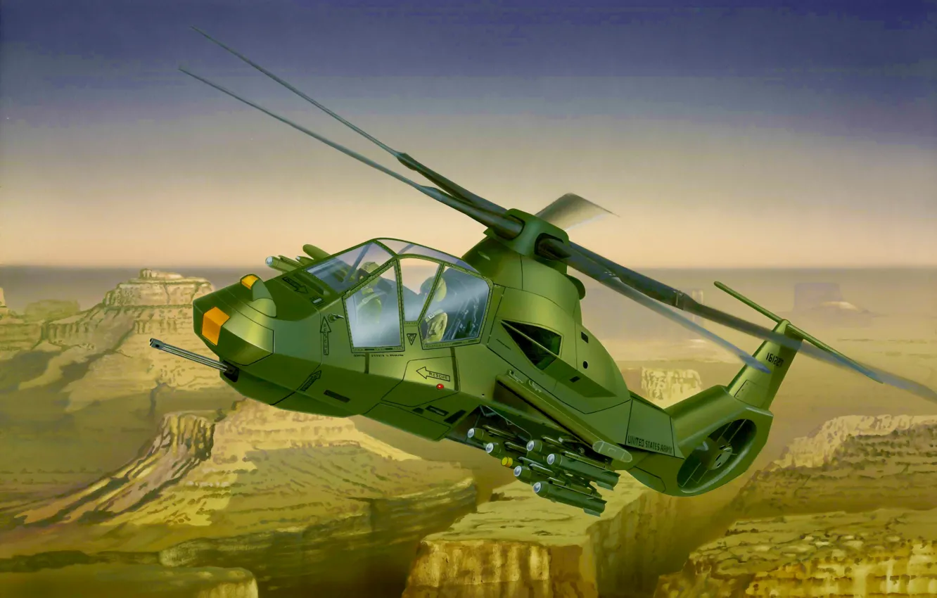Photo wallpaper war, art, airplane, helicopter, RAH-66 Comanche