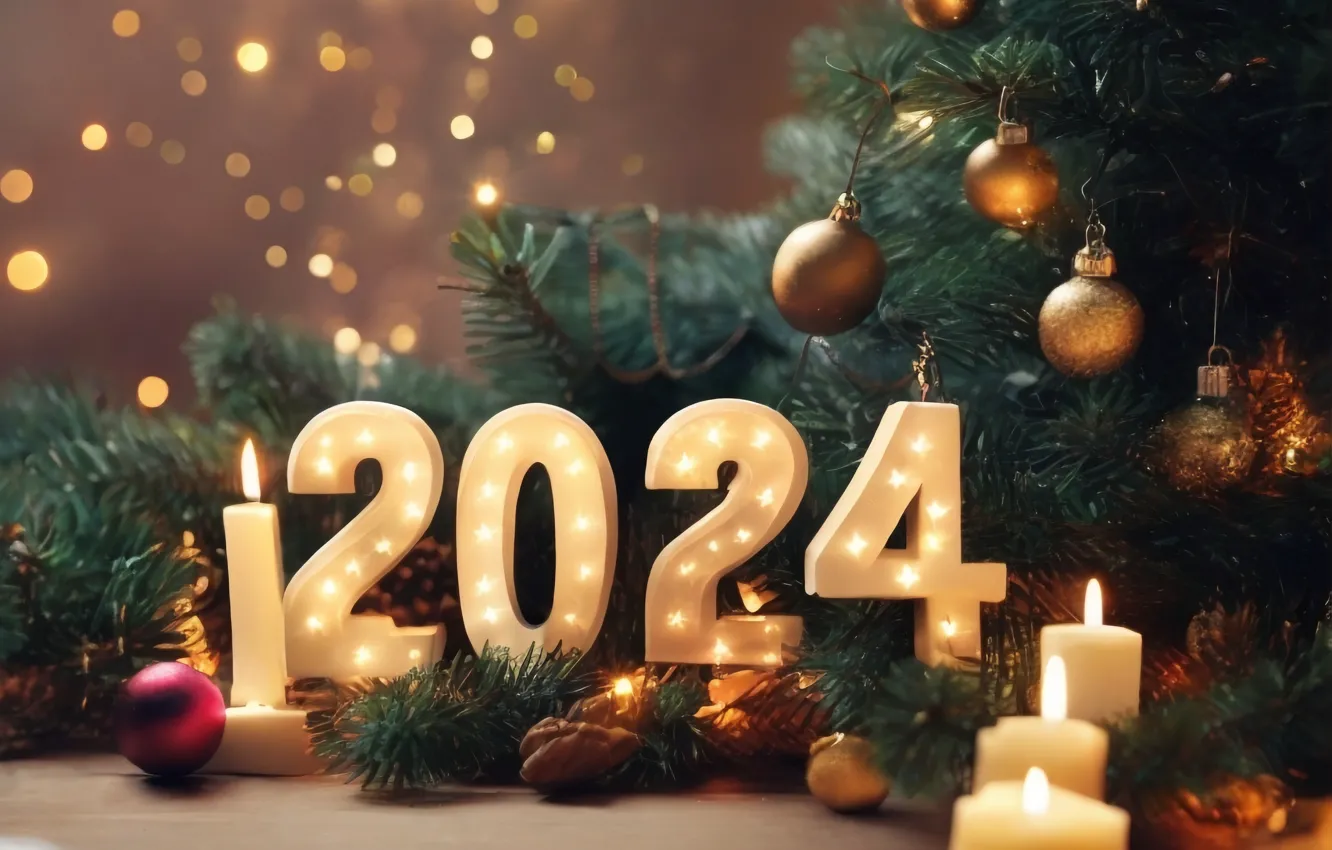 Wallpaper decoration, balls, tree, New Year, Christmas, figures, new ...