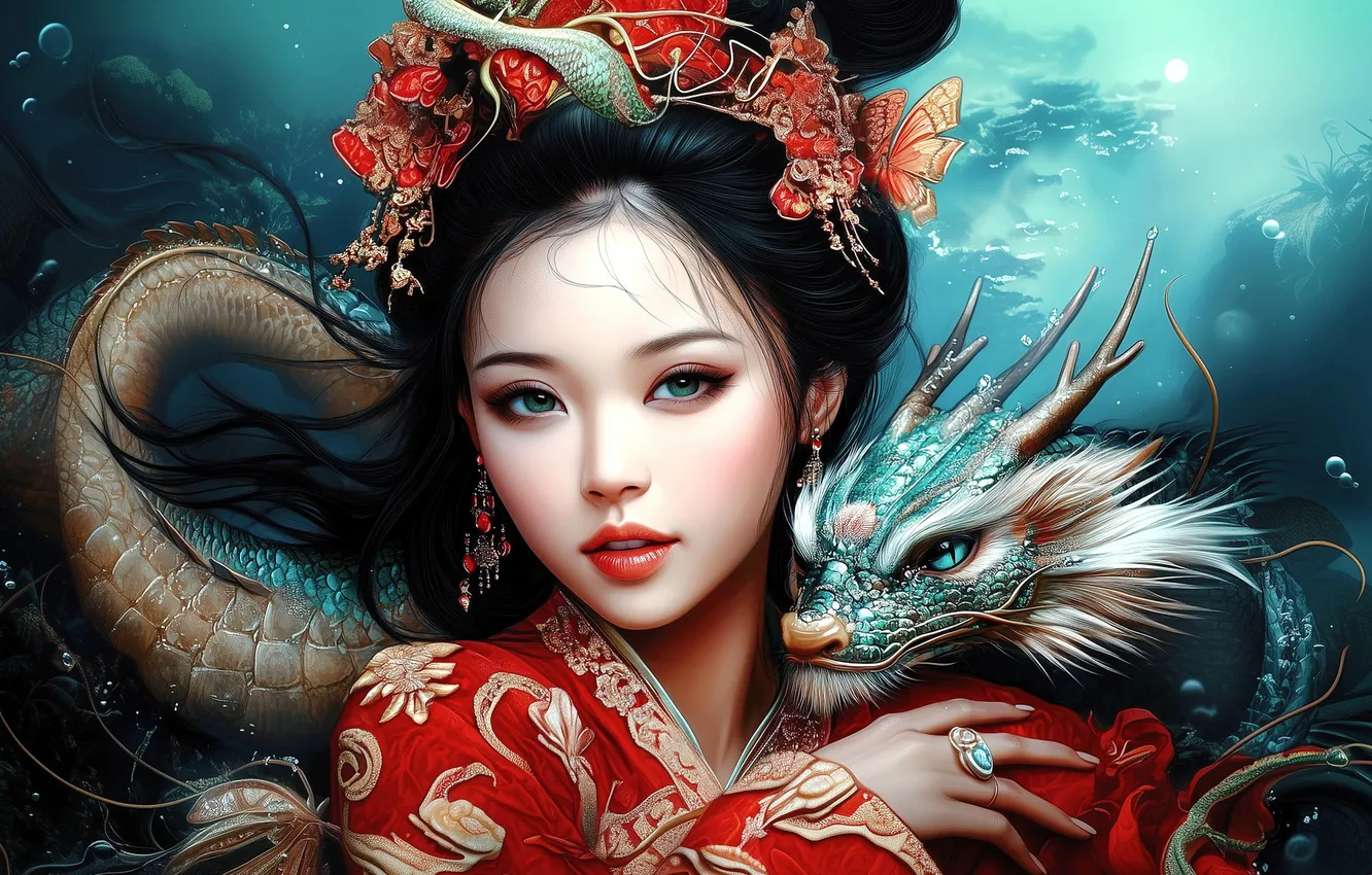 Photo wallpaper neural network, image, look, fantasy, girl, AI art