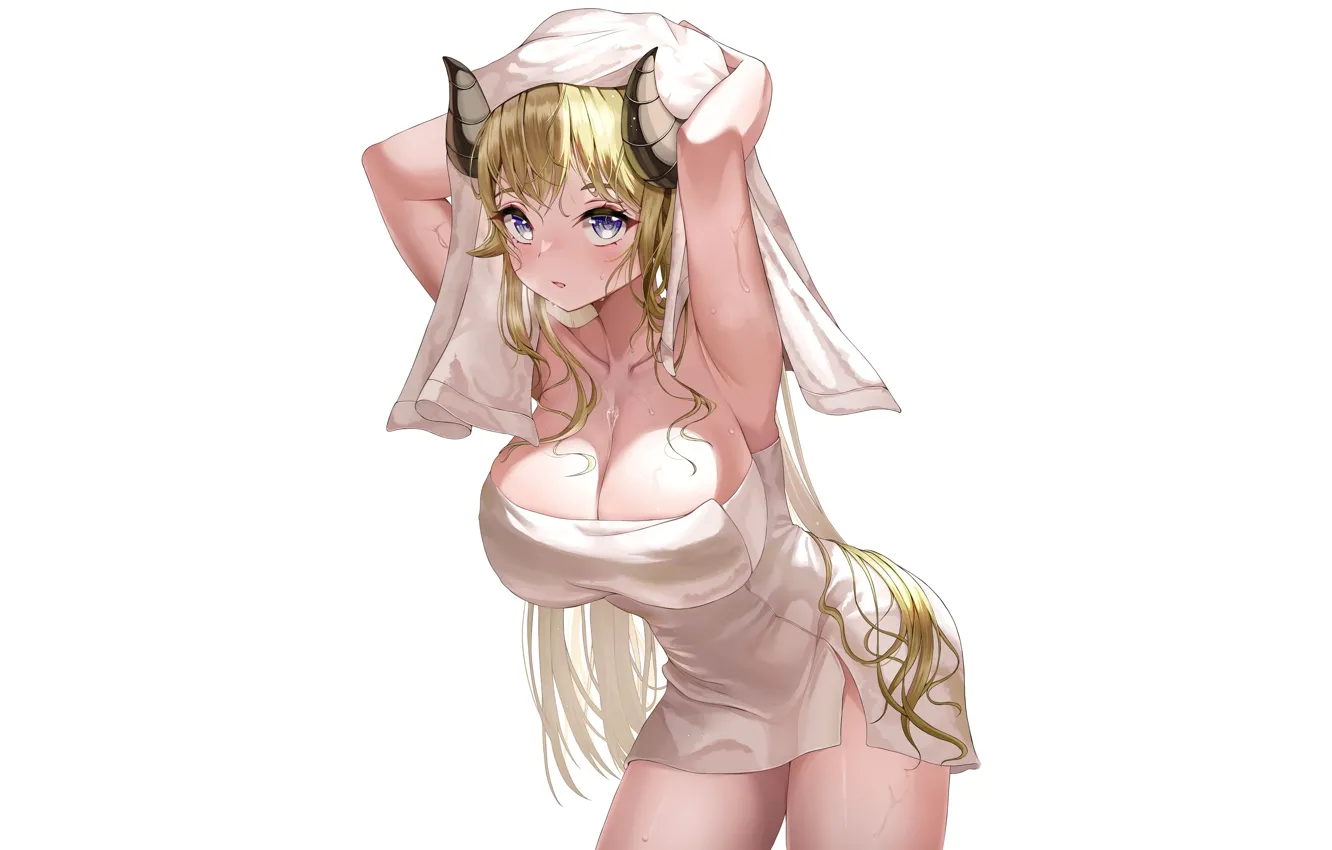 Photo wallpaper kawaii, girl, sexy, horns, anime, bath, babe, cute