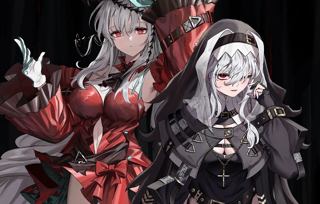 Photo wallpaper sexy, cleavage, long hair, dress, girls, boobs, anime, beautiful