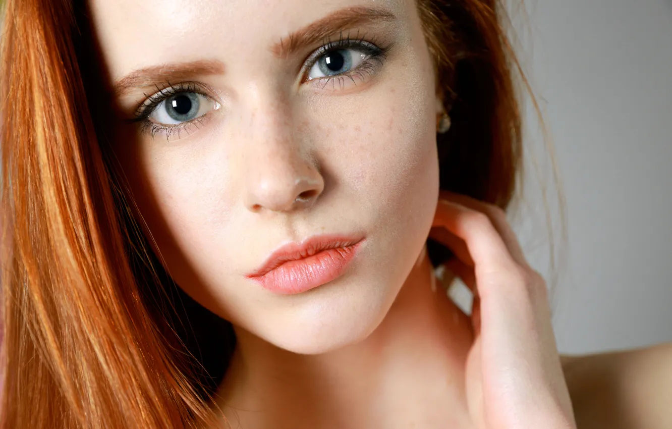 Photo wallpaper look, face, model, redhead, Bella Milano