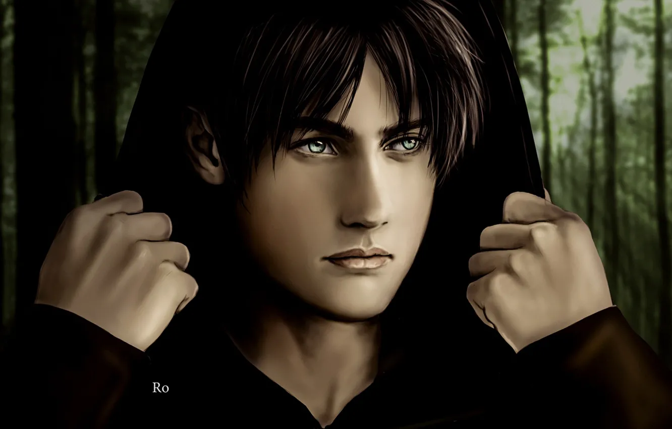 Photo wallpaper art, guy, Shingeki no Kyojin, Attack Of The Titans, Eren Yeager, by redwarrior3
