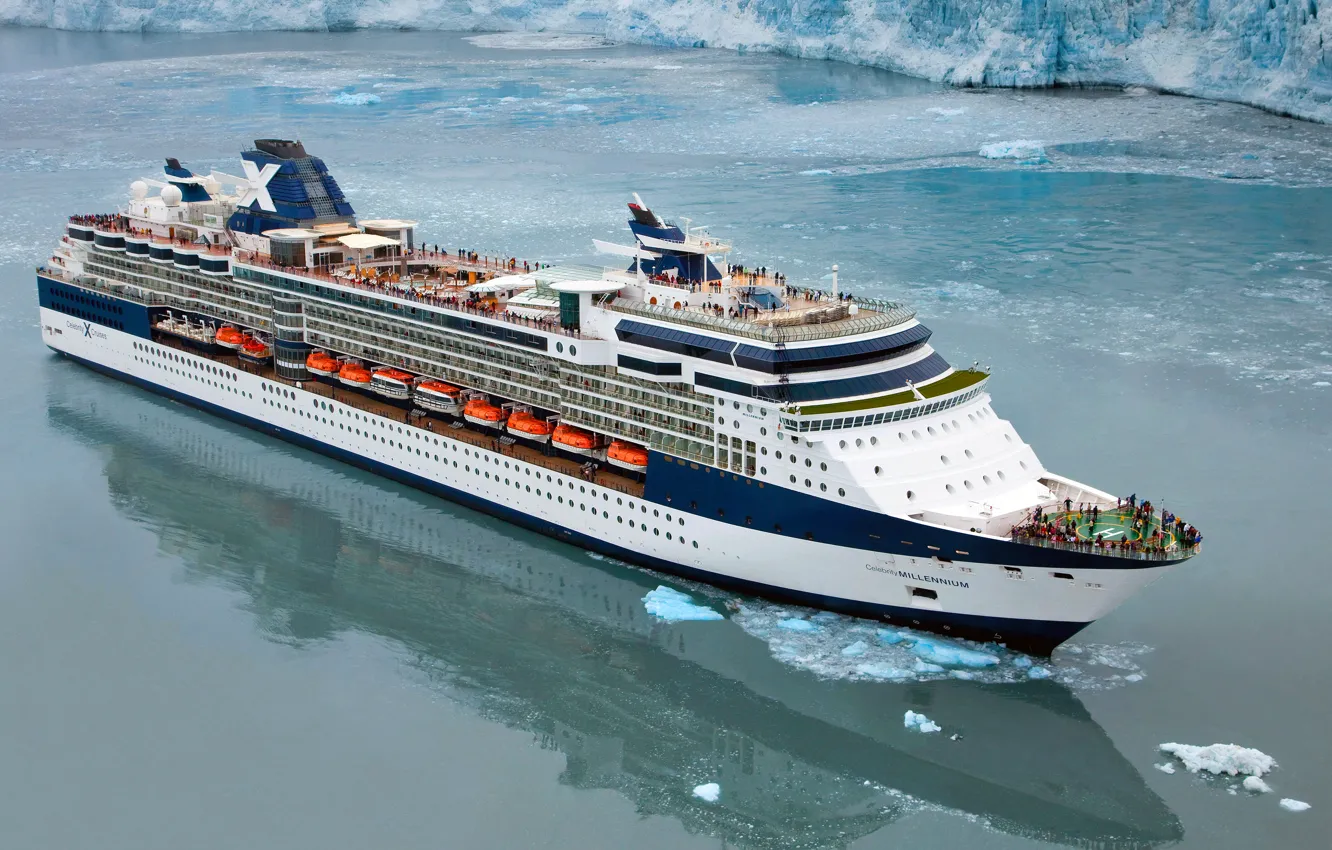 Photo wallpaper Sea, Liner, The ship, Millennium, Passenger, Celebrity, Passenger liner, Glacier