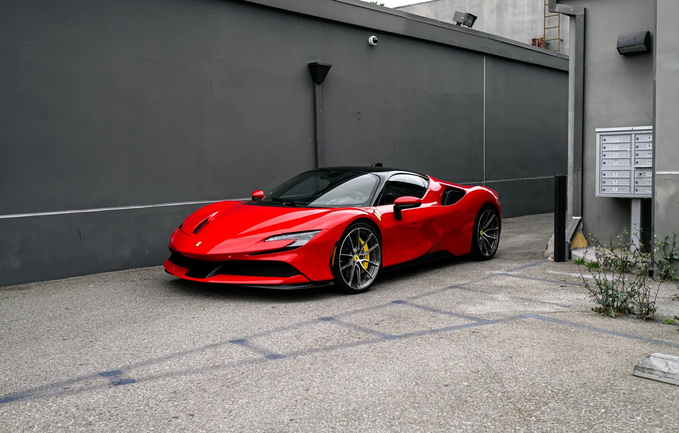 Photo wallpaper red, ferrari, black, sf90