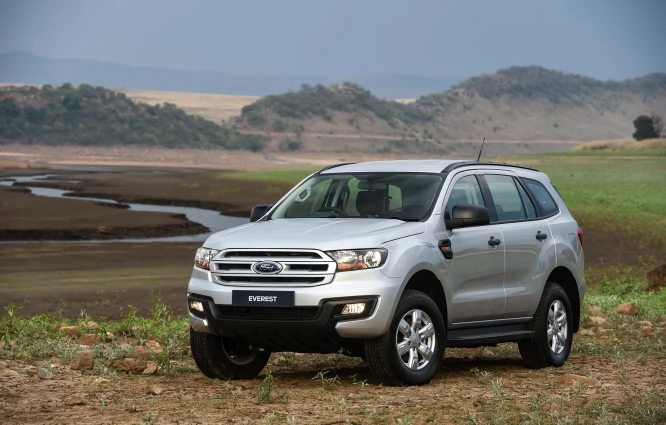 Photo wallpaper Ford, valley, Everest, 4WD, 2015, gray-silver, XLS