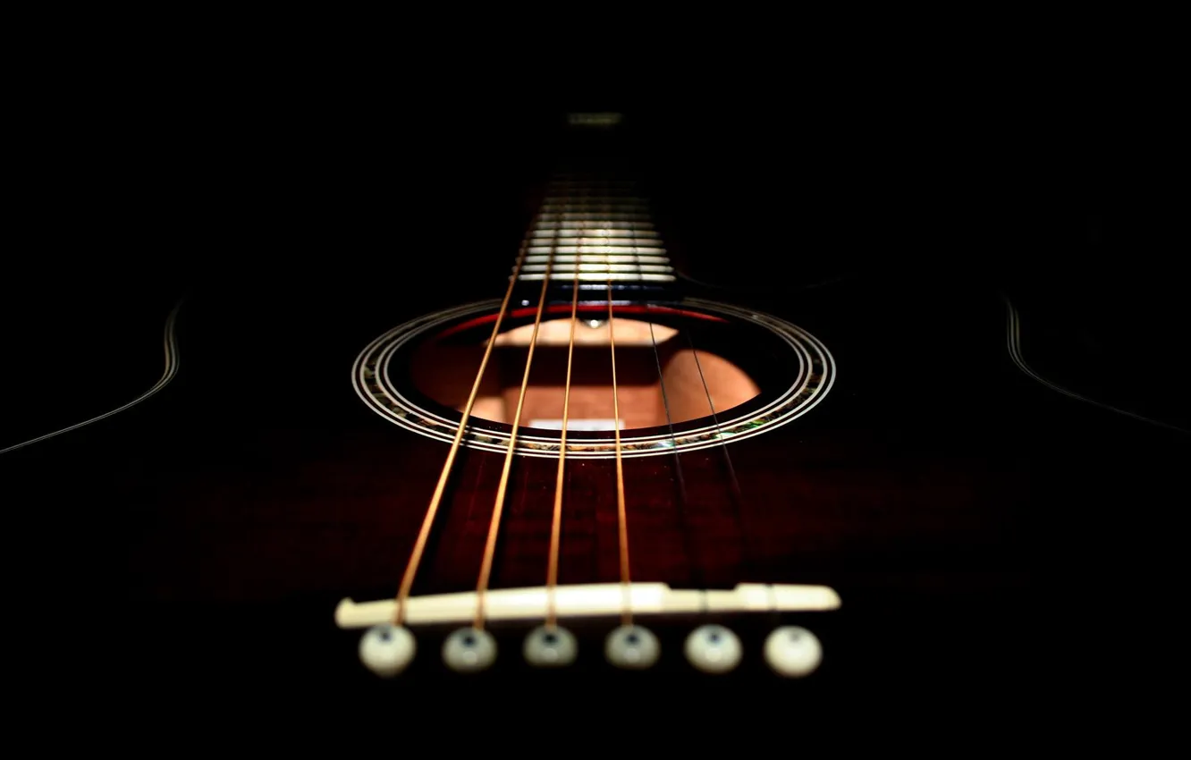 Photo wallpaper black, guitar, strings