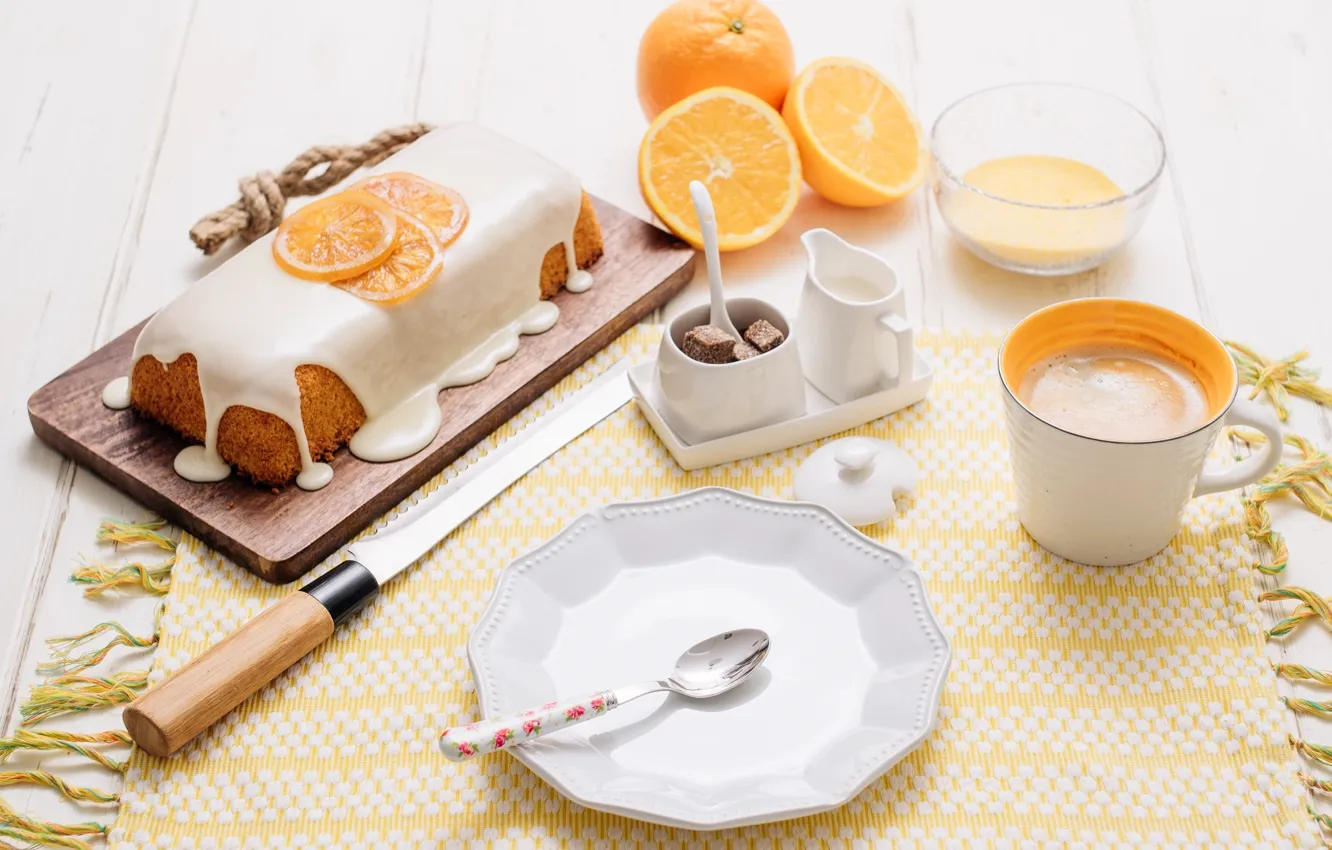Photo wallpaper coffee, orange, glaze, cupcake