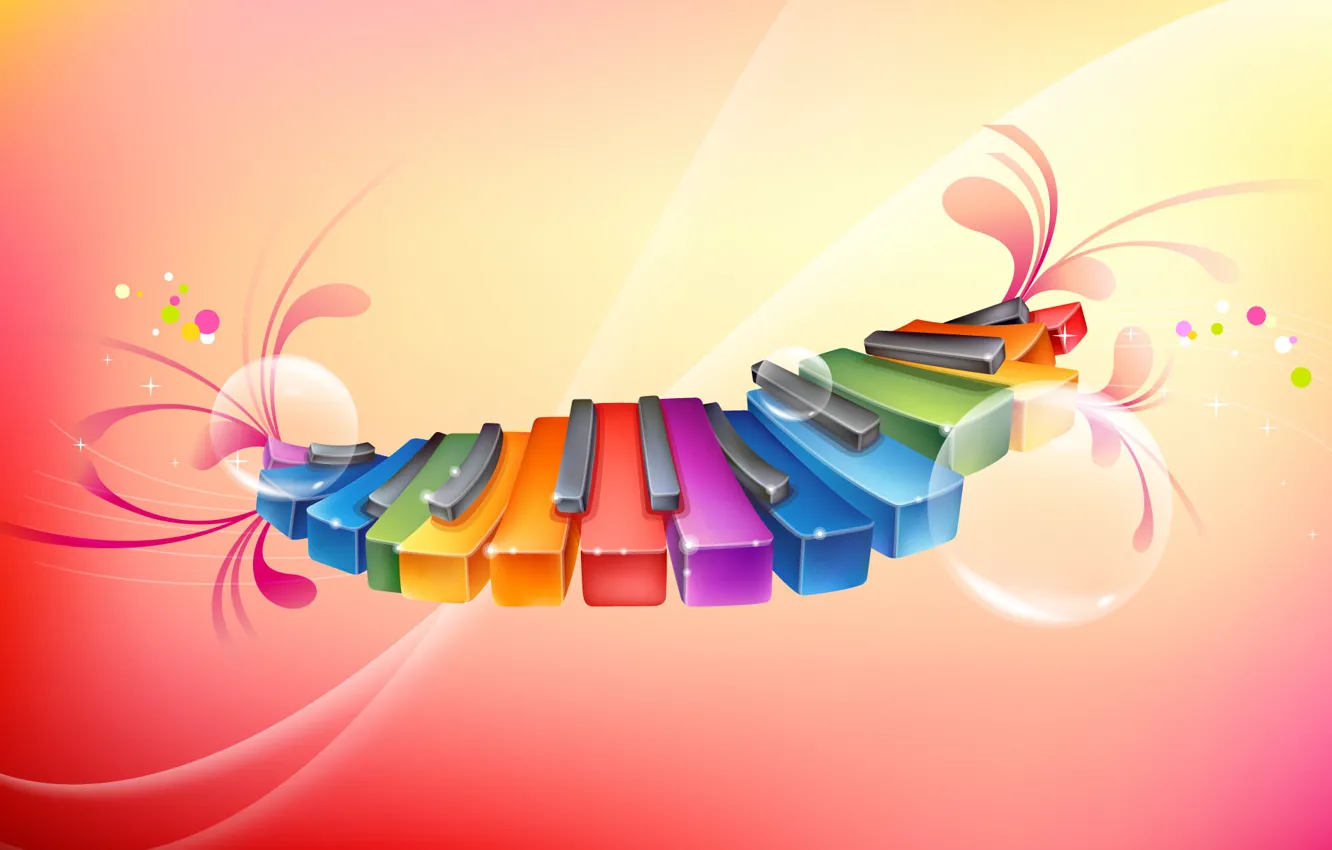 Photo wallpaper music, rainbow, keys