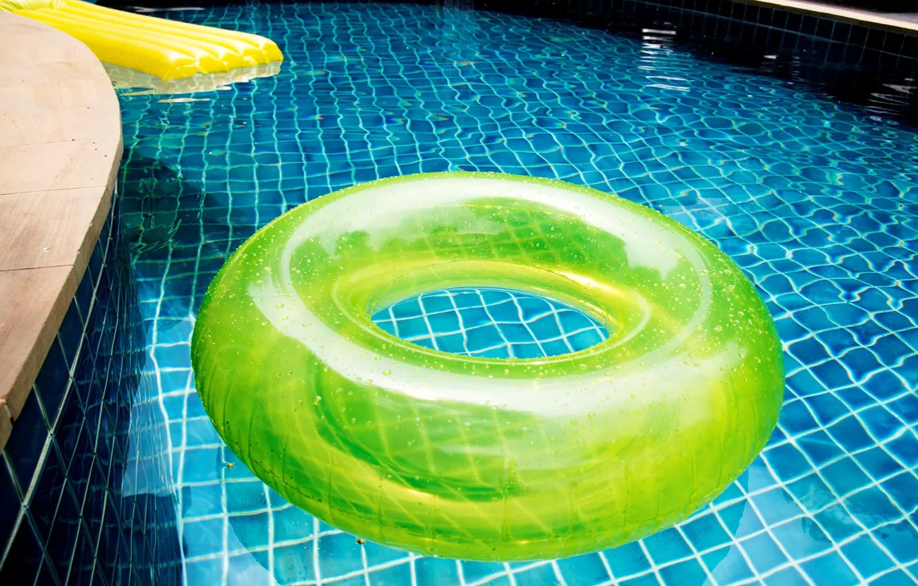 Photo wallpaper summer, water, round, inflatable mattress