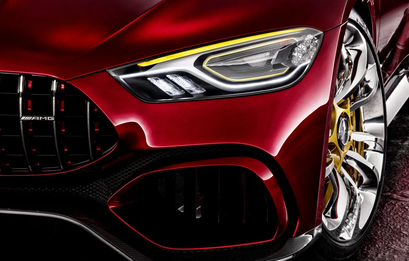 Photo wallpaper RED, DISK, HEADLIGHT, Mercedes GT class - concept AMG