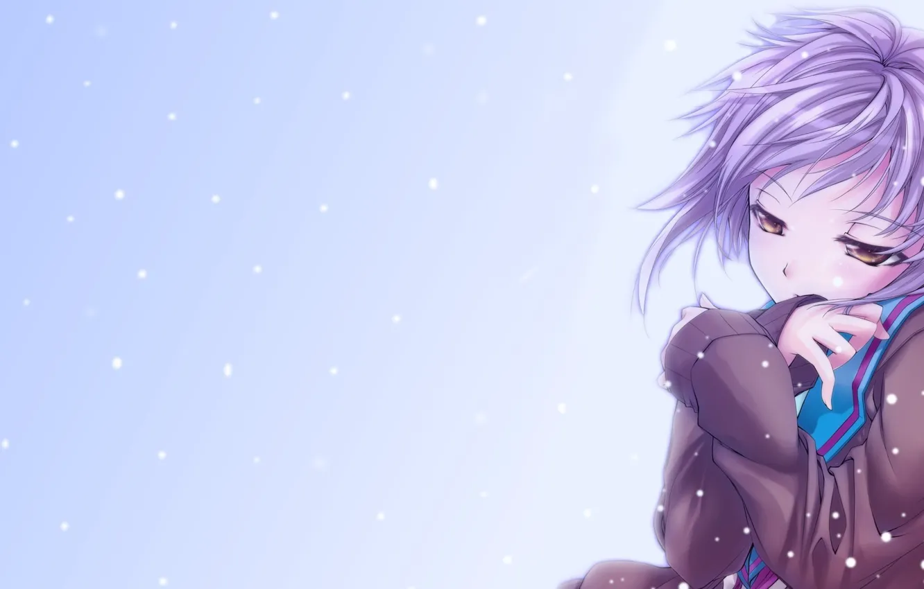 Photo wallpaper look, snow, background, anime