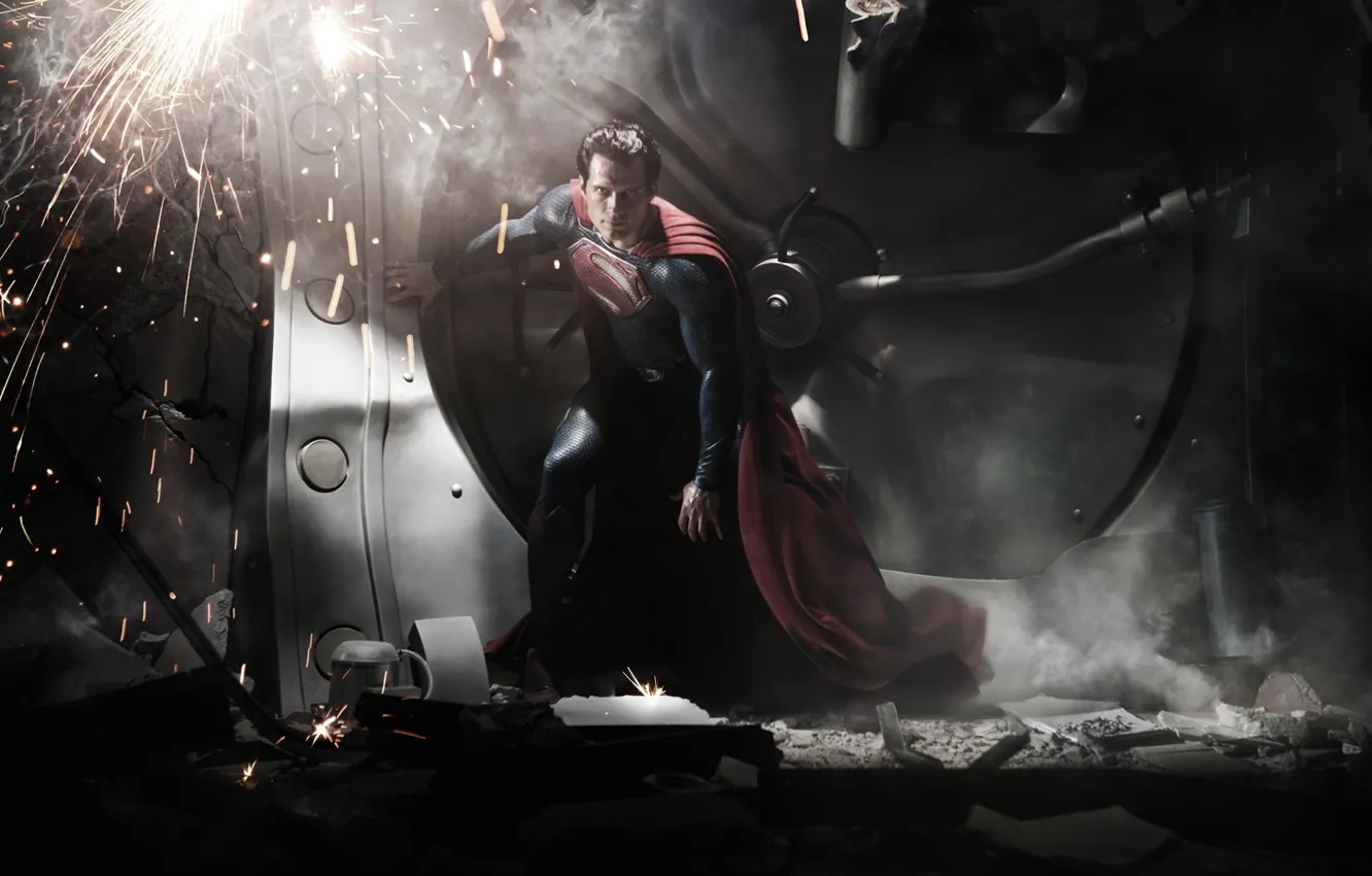 Photo wallpaper sparks, costume, male, superman, cloak, Superman, superhero, Superman